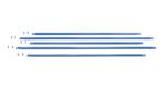 Four long blue metal rails are aligned horizontally against a white background, with small silver screws nearby, resembling the Vestil Structural Cantilever Brace Set 72 X 144 for strong support and stability.