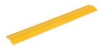 The Vestil Extruded Alum Hose/Cable Crossover 48Yel is a yellow extruded aluminum crossover with ribbed surface and sloped sides, ideal for slowing vehicles. Its elongated, slightly curved top suits both temporary and permanent roadway installations.