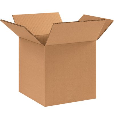 HD101010DW.jpg An open brown cardboard box standing upright on a white background showcases the sturdy design of the MH-USA 10 x 10 x 10 Double Wall Boxes (15/Bundle).