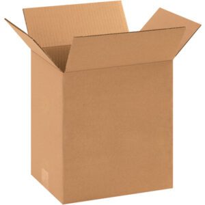 A brown cardboard box with open flaps, standing upright on a plain background, resembles the MH-USA 11 1/4 x 8 3/4 x 12 Heavy-Duty Boxes (25/Bundle).