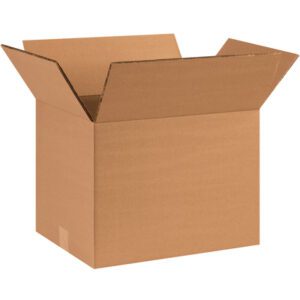 An open MH-USA 16 x 10 x 10 Double Wall Box, part of a 15-box bundle, is displayed on a white background with raised flaps and visible interior, showcasing the smooth brown texture typical of shipping boxes.