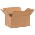 The MH-USA 16 x 12 x 8 Heavy-Duty Box (25/Bundle) is displayed against a plain white background with slightly raised flaps, highlighting its sturdy design.