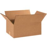 The MH-USA 20 x 12 x 6 Double Wall Box, part of a practical bundle of 15, sits open with its flaps extended against a plain white background. Medium-sized and seemingly empty, the sturdy box is ready for use.