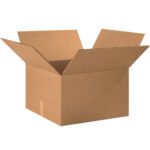 A large MH-USA 20 x 20 x 10 Double Wall Box from the 10/Bundle sits against a white background with extended flaps and a plain brown texture, highlighting its visible edges.