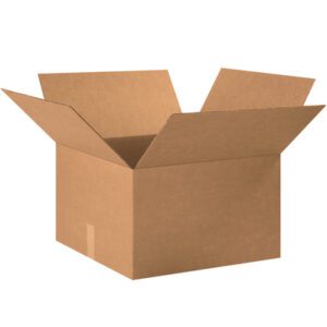 A MH-USA 20 x 20 x 12 heavy-duty cardboard box with extended flaps rests on a white background.