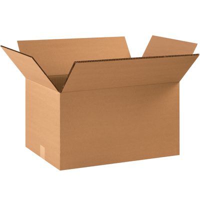 HD221412DW.jpg A spread-out MH-USA 22 x 14 x 12 double wall box rests on a white background, empty and brown, showcasing its sturdy construction. Available in bundles of 15, its perfect for secure packing needs.