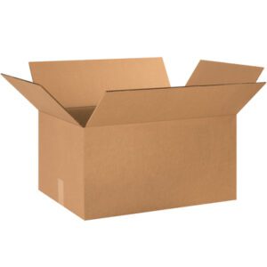 An MH-USA 24 x 16 x 12 double wall box, from the 10/bundle set, is open with flaps extended outward against a white background.