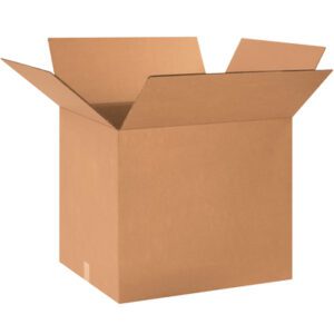An open, empty brown cardboard box with outspread flaps on a white background mirrors the sturdy design of the MH-USA 24 x 20 x 20 Double Wall Boxes (10/Bundle).