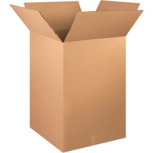 An upright MH-USA 24 x 24 x 48 Double Wall Box with outward flaps is shown on a white background; sold in bundles of five, these boxes provide ample space and durability for your storage needs.