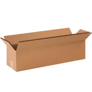 A long, open cardboard box with partially folded flaps. This MH-USA 24 x 6 x 6 double wall box from a bundle of 15 looks empty against a plain white background.