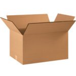The MH-USA 28 x 18 x 18 Double Wall Boxes (10/Bundle) feature a brown cardboard box with extended flaps, displayed on a plain white background.