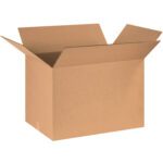 A plain brown MH-USA 30 x 15 x 15 double wall box sits open with flaps raised, showcasing its empty interior against a white background. Sold in bundles of ten for secure packaging needs.