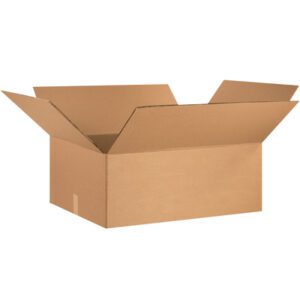 An MH-USA 30 x 24 x 12 double wall box from a bundle of 10 stands sturdy with flaps apart against a white background, ready for your packing needs.