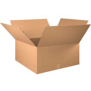 An open MH-USA 30 x 30 x 16 double-wall box with outward flaps is displayed on a white background. Made of brown corrugated cardboard, it looks sturdy and ideal for shipping and storage.