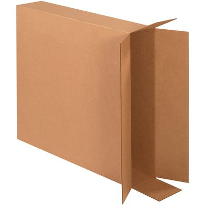HD30630FOL.jpg A large, open brown MH-USA 30 x 6 x 30 side loading box with thick walls is shown at an angle. The flaps are partially open, revealing the empty interior. Set against a white background, it comes in bundles of ten for versatile storage solutions.