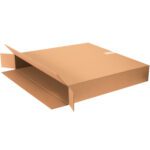 A flat, brown MH-USA 30 x 6 x 40 Side Loading Box with open flaps lies empty on a white background, ready for packaging or storage. These boxes are available in bundles of 10 to meet all your needs.