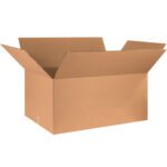 The MH-USA 36 x 18 x 18 Double Wall Boxes (10/Bundle) have outward-spread flaps. Pictured against a white backdrop, their plain design and spacious interior are perfectly highlighted.