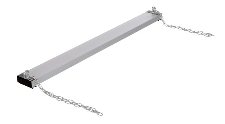 HDMS-60_A.jpg The Vestil Heavy-Duty Magnetic Hanging Sweeper 60In includes a durable rectangular metal bar with diagonally placed chains at each end, forming a V shape ideal for supporting or lifting.