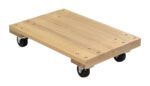 The Vestil Hardwood Dolly-Solid Deck 0.9K Lb 16X24 has a flat rectangular platform and four black swivel caster wheels, ideal for easily moving heavy items.