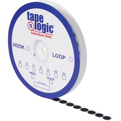 HLT148.jpg The Tape Logic® 5/8 Black Hook Dots set includes 1200 individual adhesive dots, all in striking black for versatile use, with a spool marked in inches.