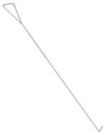 The Vestil Hardwood Dolly Option-4 Ft Metal Hook, a long silver metal reacher tool, includes a triangular handle with a 4 Ft metal hook at the opposite end, presented against a plain white background.