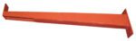 An elongated rectangular orange metal bracket with end flanges for mounting, featuring a smooth finish. It is used for support or reinforcement and resembles the Vestil Heavy Duty Cantilever Straight Arm 18 In for industrial applications.