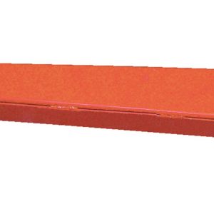 This long, orange steel beam resembles a Vestil Heavy Duty Cantilever Straight Arm 36 In, featuring flat, perforated plates on each end for easy mounting and a simple industrial look on a white background.