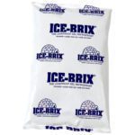 The 5 1/2 x 4 x 3/4 - 6 oz. Ice-Brix® Cold Packs feature a blue igloo logo and are leakproof, perfect for keeping items chilled. Available in cases of 48 to meet all your cooling needs.
