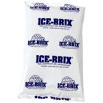 The 6 x 4 x 3/4, 8 oz. Ice-Brix® Cold Pack features blue text, igloo illustrations, and displays Ice-Brix and The Leakproof Gel Refrigerant. Each case includes 36 premium packs for optimal cooling.