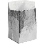 The MH-USA 8 x 8 x 8 Insulated Box Liners (25/Case) have a metallic silver bubble texture and an open top, crafted to protect items from temperature changes during shipping.