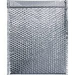 The MH-USA 18 x 22 Cool Barrier Bubble Mailer is silver and textured, sold in packs of 50 per case, rectangular with a top flap for secure mailing.