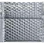 The MH-USA 6 x 6 1/2 Cool Barrier Bubble Mailers feature a reflective silver surface with bubble wrap texture and provide secure packaging. Sold at 100 per case, they offer a stylish mailing solution.