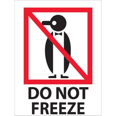 IPM316.jpg The MH-USA 3 x 4 Do Not Freeze Labels feature a stylized penguin with a red prohibition symbol, clearly stating DO NOT FREEZE. Each roll includes 500 labels, ensuring you have plenty to convey your message effectively.