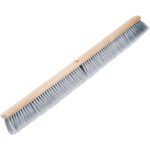 A 36 medium-duty broom with a light wooden handle and the MH-USA design, featuring 3 gray flagged polypropylene bristles, is displayed against a plain white background. Ideal for sweeping large areas.