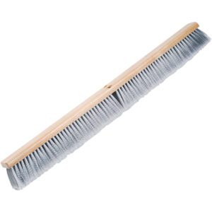 A 36 medium-duty broom with a light wooden handle and the MH-USA design, featuring 3 gray flagged polypropylene bristles, is displayed against a plain white background. Ideal for sweeping large areas.