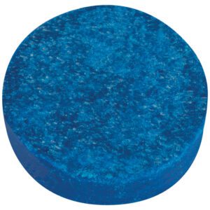 A circular blue cleaning tablet with a textured surface, ideal for toilet cleaning or deodorizing, similar to the effective MH-USA Urinal Non-Para Block (12/Case), isolated on a white background.