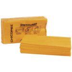 Experience the convenience of Stretchn Dust® Cloths - 24 x 24 in yellow Chicosep, complete with illustrated instructions for effortless use. Available in cases of 100.
