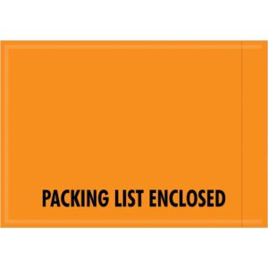 The MH-USA 4 1/2 x 6 envelopes feature PACKING LIST ENCLOSED in bold black capitals, ideal for securely attaching shipping documents. They are perfectly sized and come in a convenient case of 1000.