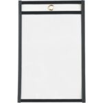 The MH-USA 5 x 8 job ticket holders, sold in cases of 25, feature clear plastic with a black border and a gold grommet for easy hanging.