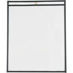 The MH-USA 12 x 15 Job Ticket Holder, featuring a black border and gold grommet for hanging, is ideal for displaying documents or signs. Comes in a pack of 25.