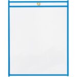 The MH-USA 9 x 12 Neon Blue Job Ticket Holders have a clear protector, a vibrant blue border, and a brass grommet for hanging, sold in convenient sets of 15 per case.