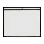 The MH-USA 11 x 8 1/2 Job Ticket Holders (25/Case) are clear pouches with black trim and a brass grommet for easy wall mounting. The transparent design keeps contents visible, ideal for organizing documents.