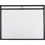 The MH-USA 12 x 9 Job Ticket Holders (25/Case) have a transparent plastic design with black edges, a metal grommet for hanging, and an empty rectangular holder that ensures easy document visibility.