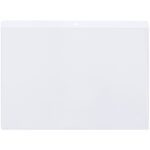 A sleek white rectangular dry erase board with rounded corners and a top-center hanging hole pairs perfectly with MH-USA 12 x 9 Long Side Opening Vinyl Envelopes for organized presentations.