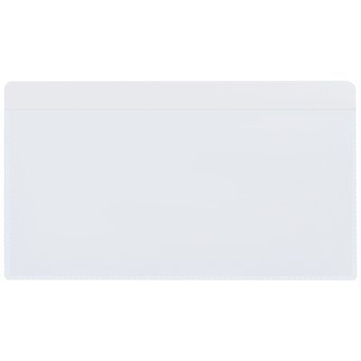 JTH259.jpg The MH-USA 8 x 5 Binder Add-On Filing Pocket (50/Case) has a clear, rectangular surface with a white top border, similar to an envelope or screen. It has a plain white background ideal for efficient organization.