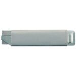 The image displays the MH-USA HC-900 Economy Steel Box Cutter (12/Case), featuring a sleek gray blade in durable metal housing with a left-side retractable tip.