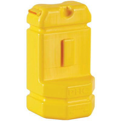 KN144.jpg The Blade Bank® is a large, yellow, rectangular barrier with a textured surface and handle-like indentation. It is water-filled and features a sturdy design, making it perfect for construction or traffic management.