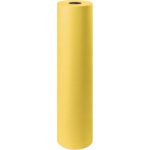A 36 - 50 lb. Yellow Kraft Paper Roll (1000 Roll) stands tall against a plain white background, offering a striking visual contrast.