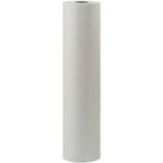 A 36 - 50 lb. Bogus Kraft Paper Roll (720/Roll) is displayed upright on a white background, highlighting its light gray elegance.