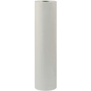 A tall roll of 36 - 60 lb. Bogus Kraft Paper (600/Roll) is standing upright against a white background, featuring smooth edges and a circular top opening, showcasing its sturdy, durable material suitable for various applications.